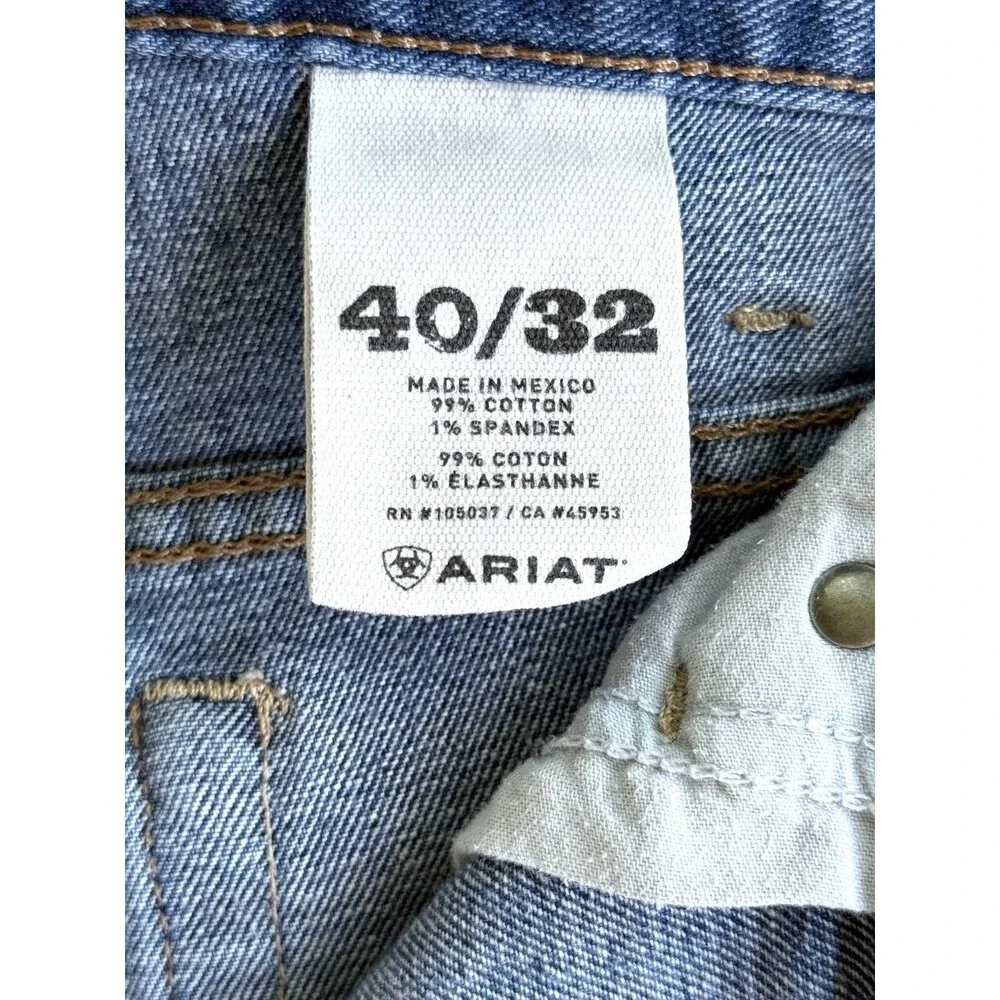 Ariat M3 Loose Fit Jeans Mens 40x32 Medium Wash Stretch Straight Western Work